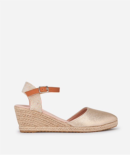 cuña alpargata, alpargata, cuña, alpargata dorada, cuña dorada