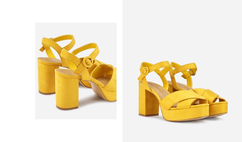 sandalia tacon amarilla